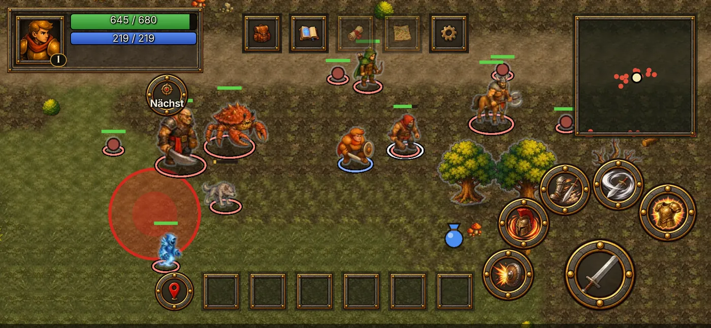 Die Testszene mit echtem gemaltem Wald, Version 0.2.5